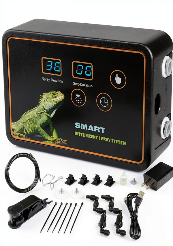 Reptile Smart Misting System Intelligent Spray System 2pcs Spray Nozzles 360 ° Adjustment Hook or Suction Cup Install Timed Spray for Tank Lizard, Chameleon, Snake, Turtle, Frog, Plant-0