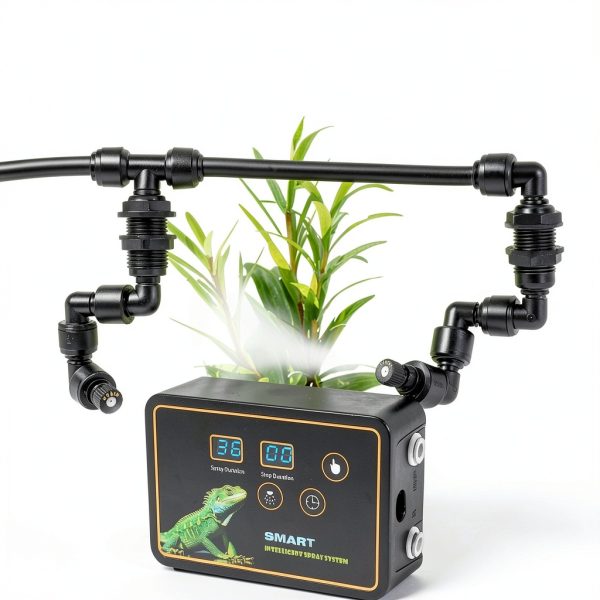 Reptile Smart Misting System Intelligent Spray System 2pcs Spray Nozzles 360 ° Adjustment Hook or Suction Cup Install Timed Spray for Tank Lizard, Chameleon, Snake, Turtle, Frog, Plant-1