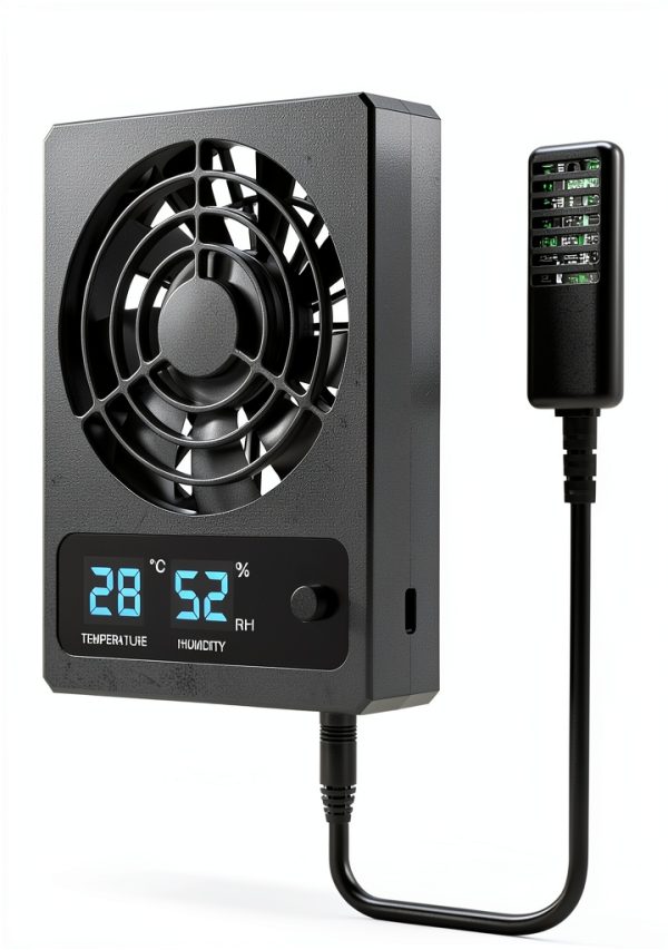 Reptile Humidity Control Fan LURMMUE Quiet Matte Black Wall-Mount-1