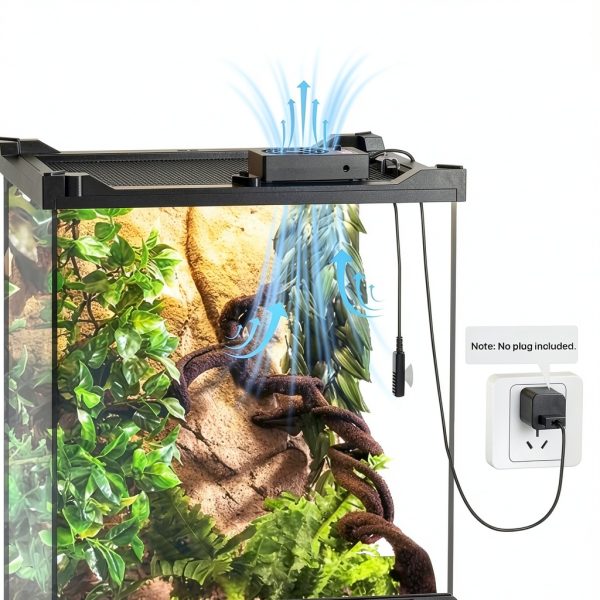 Reptile Humidity Control Fan LURMMUE Quiet Matte Black Wall-Mount-6